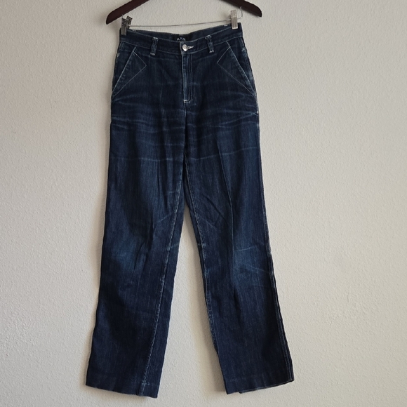 A.P.C. Blue High Waisted Straight Wide Leg Denim Jeans Women Size 26 - Picture 1 of 9